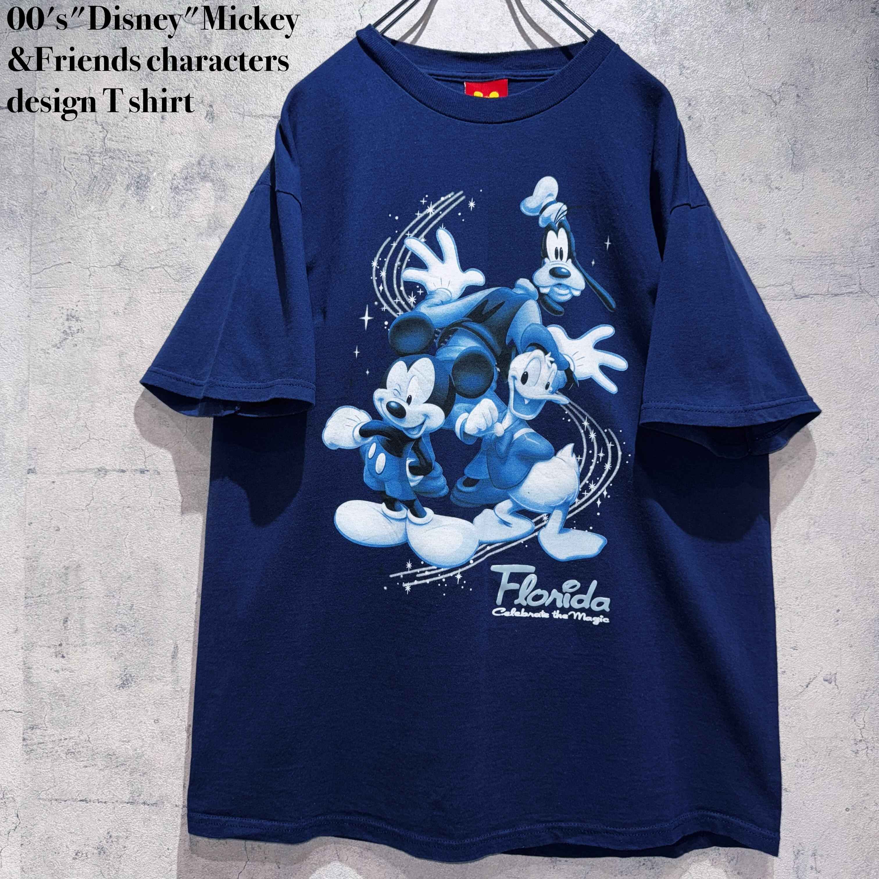 00's"Disney"Mickey&Friends characters design T shirt