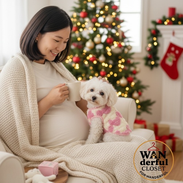 【犬服】ハート＆うさぎ柄ニットベスト｜小型犬・中型犬用 やわらか可愛いデザイン 1109