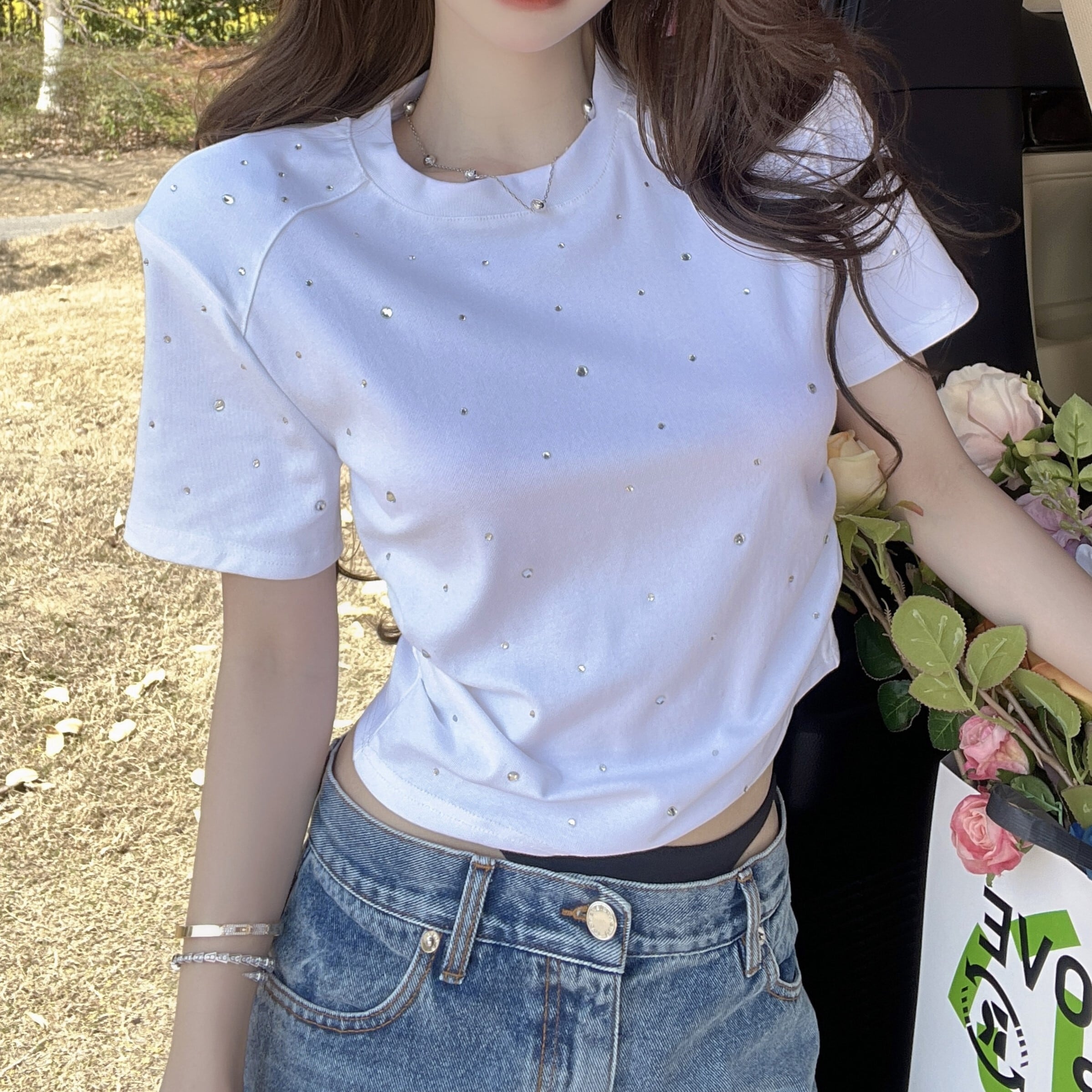 ラインストーンTシャツV04230