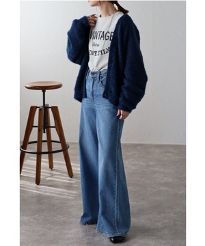 シャギーVネックカーディガン【a-50371】.