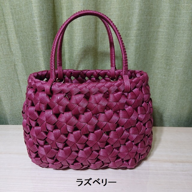 受注生産 12本取り 大きな花結び編み かごバッグ 招きねこ や 受注生産 12本取り 大きな花結び編み かごバッグ 招きねこ や