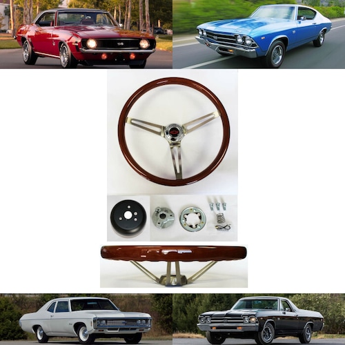 ステアリング ハンドル 15インチ レッドウッド 1969 シボレー Chevrolet インパラ Impala エルカミーノ El Camino カプリス Caprice カマロ Camaro シェベル Chevelle ノヴァ Nova ベルエア Bel Air