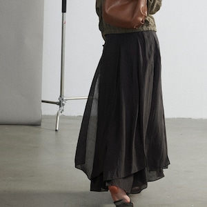 Flared Maxi Wide Pleated Skirt T4297