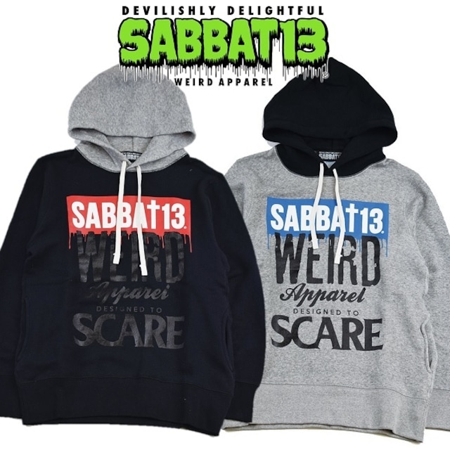 【40%OFF SALE】SABBAT13 / サバトサーティーン / サバト13「SCARE PULL-OVER PARKA」プルオーバーパーカー 長袖 ブラック グレー 黒白赤青 スカル ドクロ メンズ レディース ロック パンク バンド バックプリント ROCK PUNK wrong city ラッピング無料 ステージ衣装 Rogia