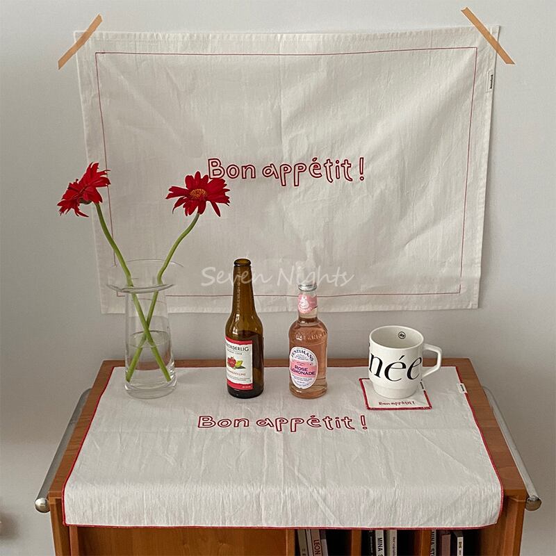 【TABLECLOTH】レッドフランス文字テーブルクロス 全2種類