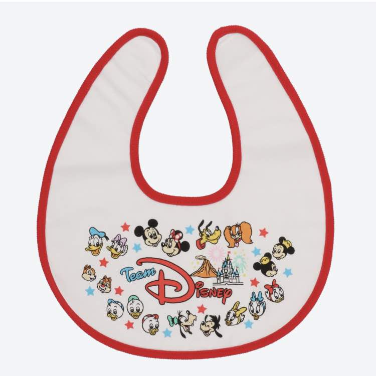 チームディズニー ベビースタイ トリコロール 2枚組 綿100% ベビーグッズ よだれかけ ディズニーランド 赤ちゃんギフト ミッキー ミニー プルート フィフィ