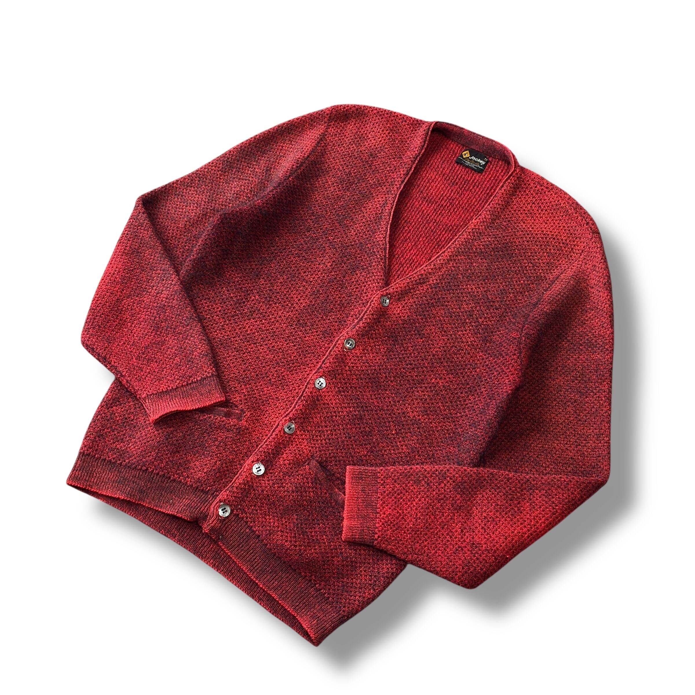 mohair 70%］60's Jockey“モヘア カーディガン“赤×黒 ミックスニット