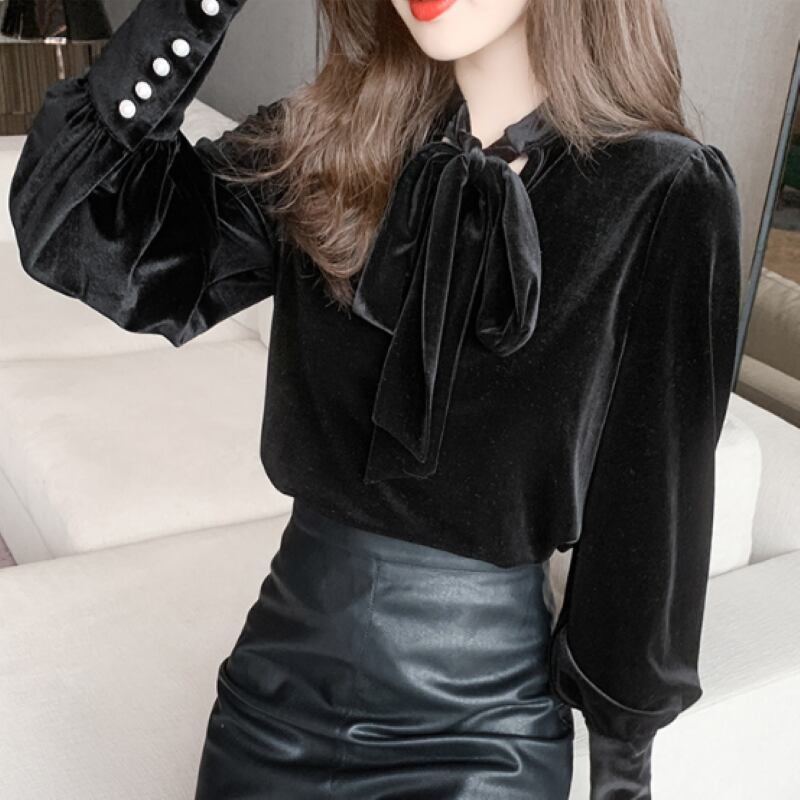 ランタンスリーブベルベットブラウス 22312