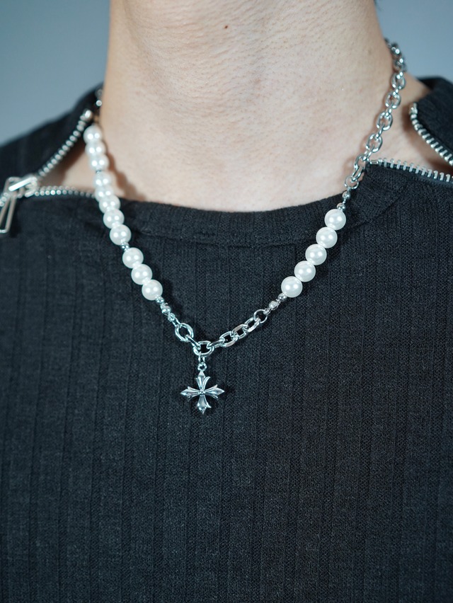 【ALUDE SELECT】Gothic pearl cross necklace