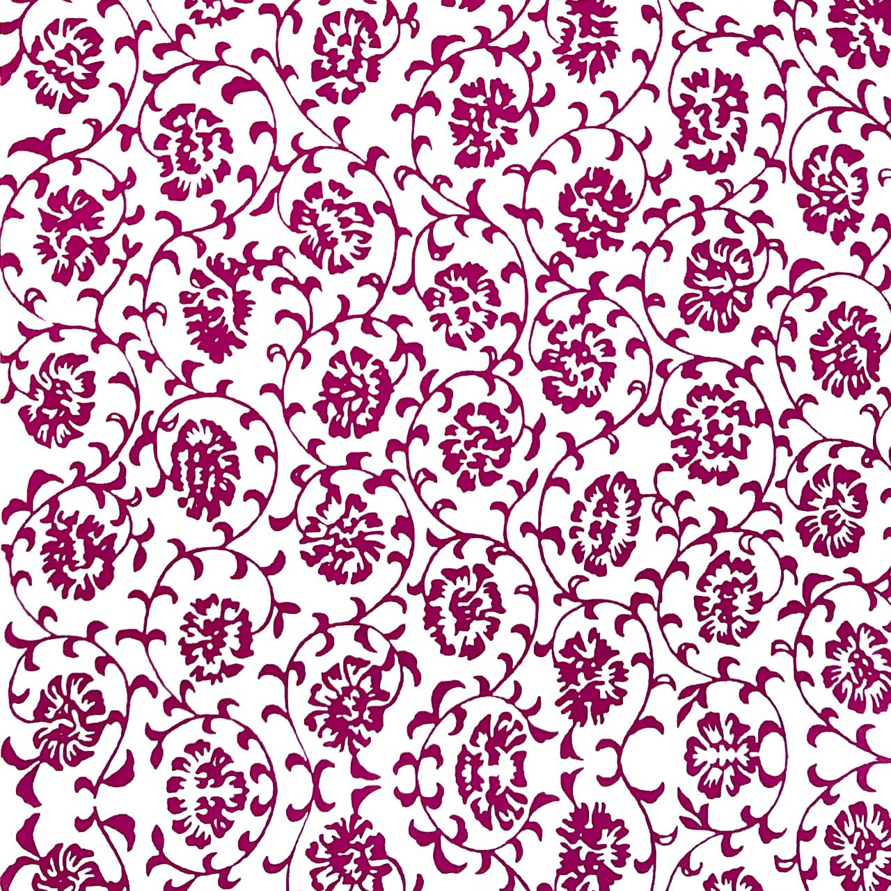 花唐草手拭い 白×ピンク