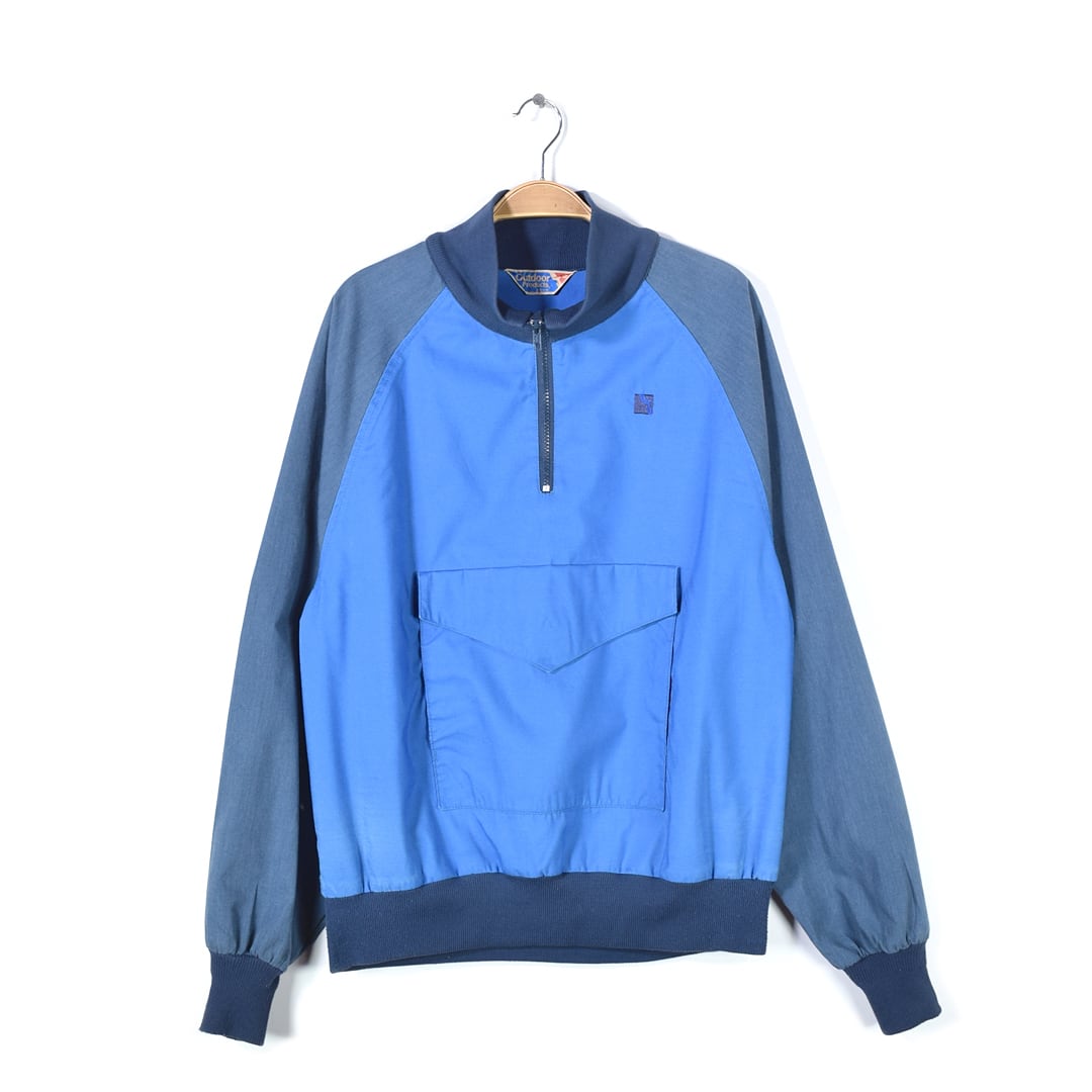 80s アウトドアプロダクツ USA製 ヴィンテージアノラック ナイロンジャケット ワンポイント刺繍 プルオーバー 青紺 OUTDOOR PRODUCTS サイズXL 古着 @DD0394