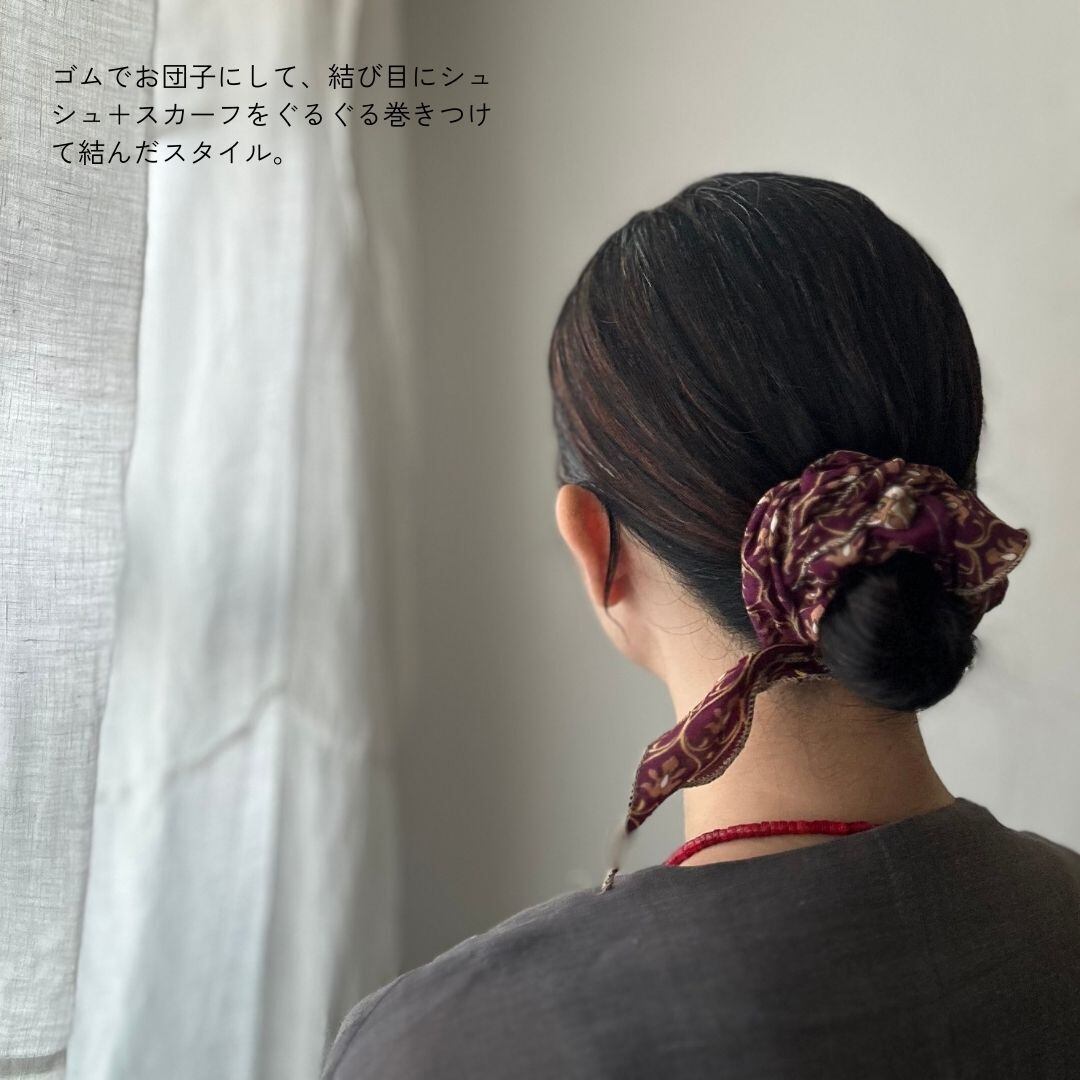No.12 | リサイクルサリー シュシュ＆ミニ三角スカーフ | HEIRLOOM