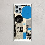 受注生産 iPhoneケース 青い丸と黒い紙片コラージュ｜ZINE風 ZINE026A