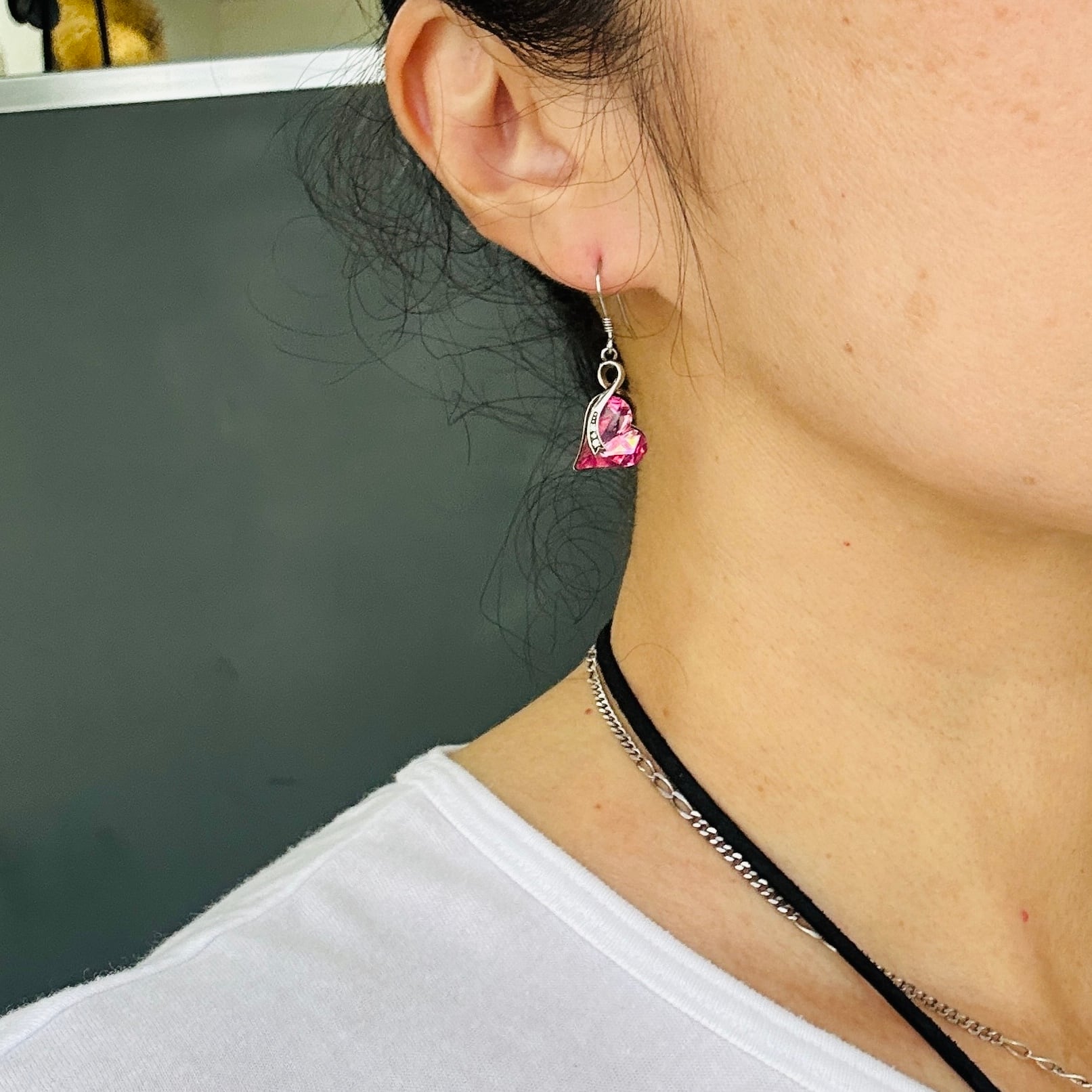 シルバー925 PInk CZハート フックピアス | Milo Antiques & Vintage