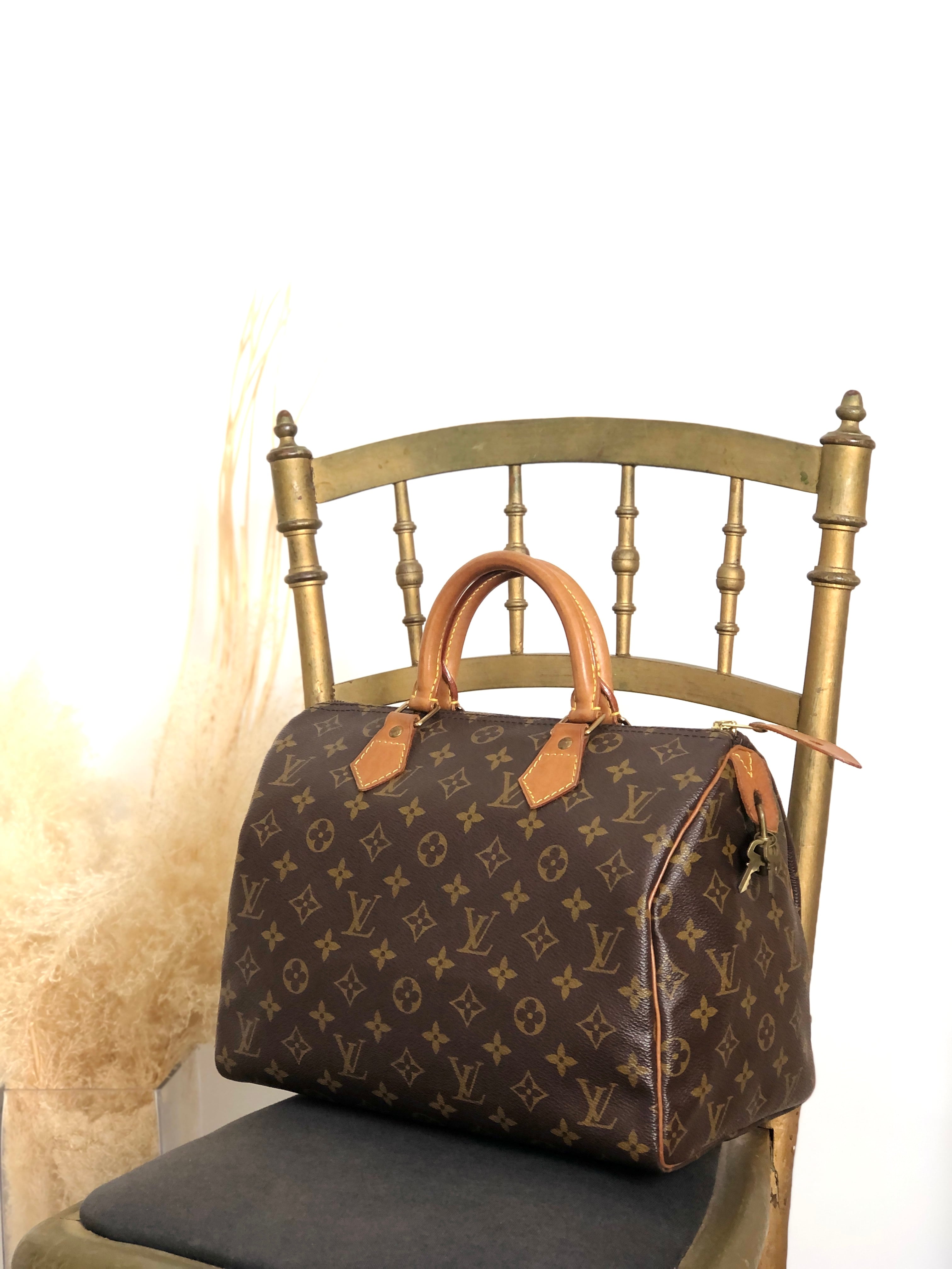 LOUIS VUITTON ルイヴィトン スピーディ30 モノグラム ハンドバッグ ブラウン レザー ボストン vintage ヴィンテージ オールド ancjxg