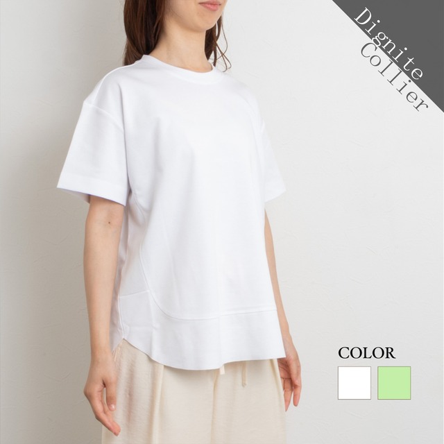 【Dignite collier／ディニテコリエ】裾切替えラウンドヘムTシャツ