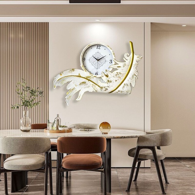 掛け時計 羽根 エレガント ヴィンテージ調 静音 アナログ おしゃれ かわいい インテリア 北欧 ウォール クロック リビング 壁掛け 時計