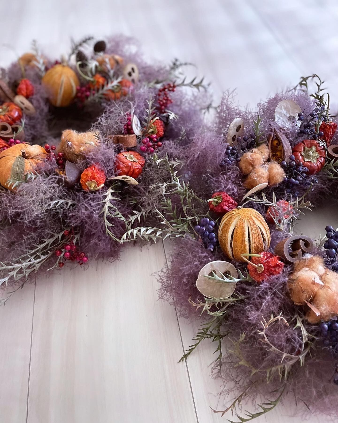 Halloween wreath ✶ ハロウィンリース かぼちゃ スモークツリー