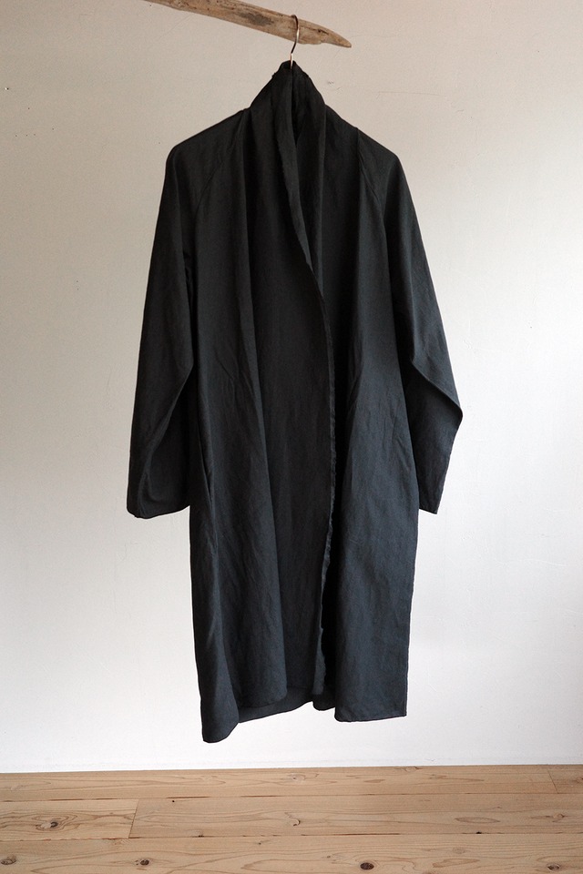 大麻ロング羽織　高密度　墨黒　JK-72