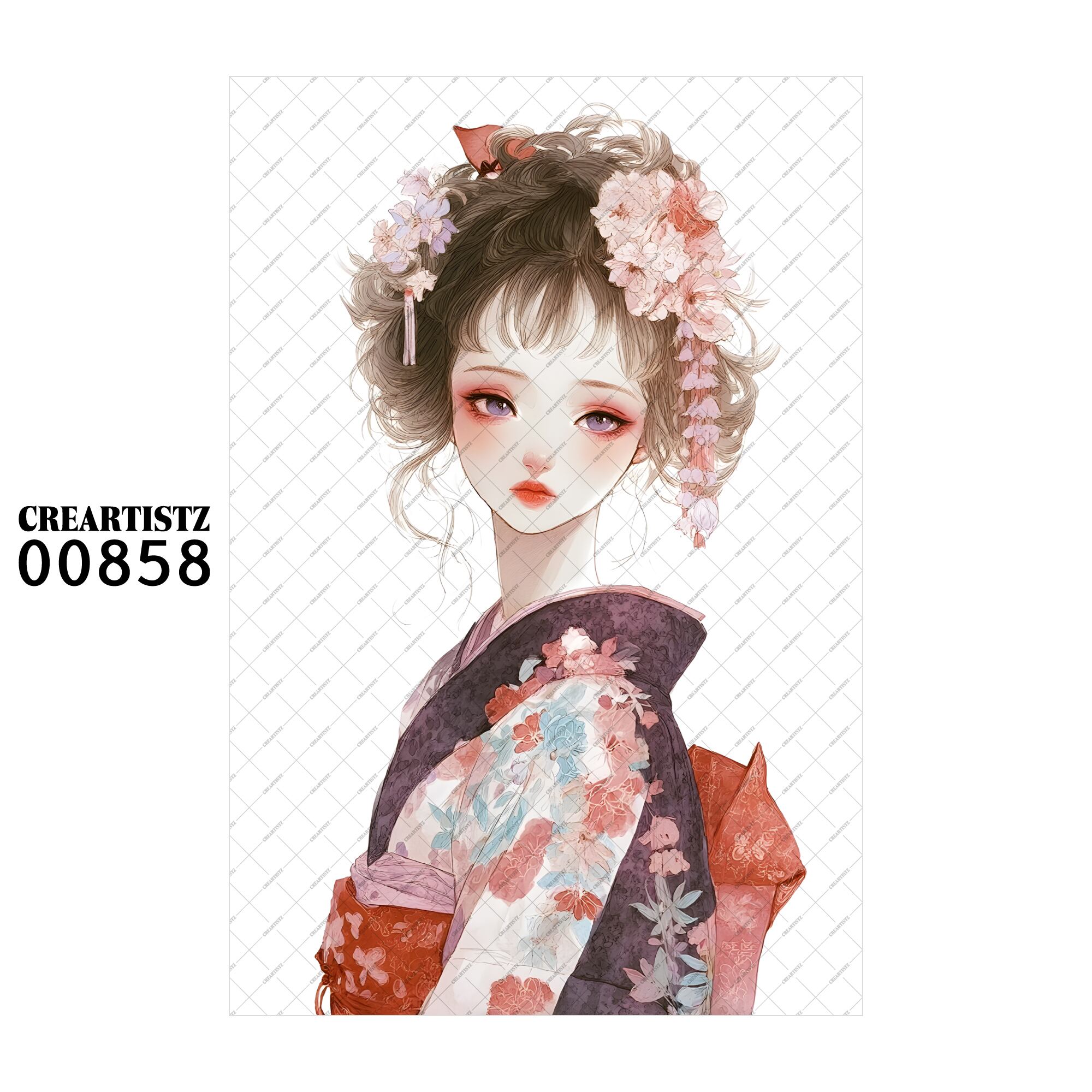 00858 ガール キュート オリジナル ペーパー/ステッカー 4枚セット CREARTISTZ