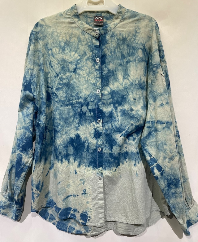 藍染ブラウス/前あき/長袖/綿/M[aib602-123]送料無料