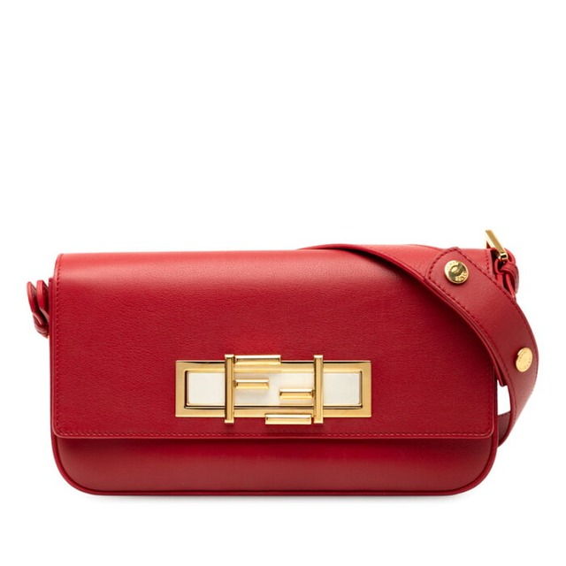 フェンディ トレバケット ワンショルダーバッグ 8BR720 レッド レザー レディース FENDI 【中古】