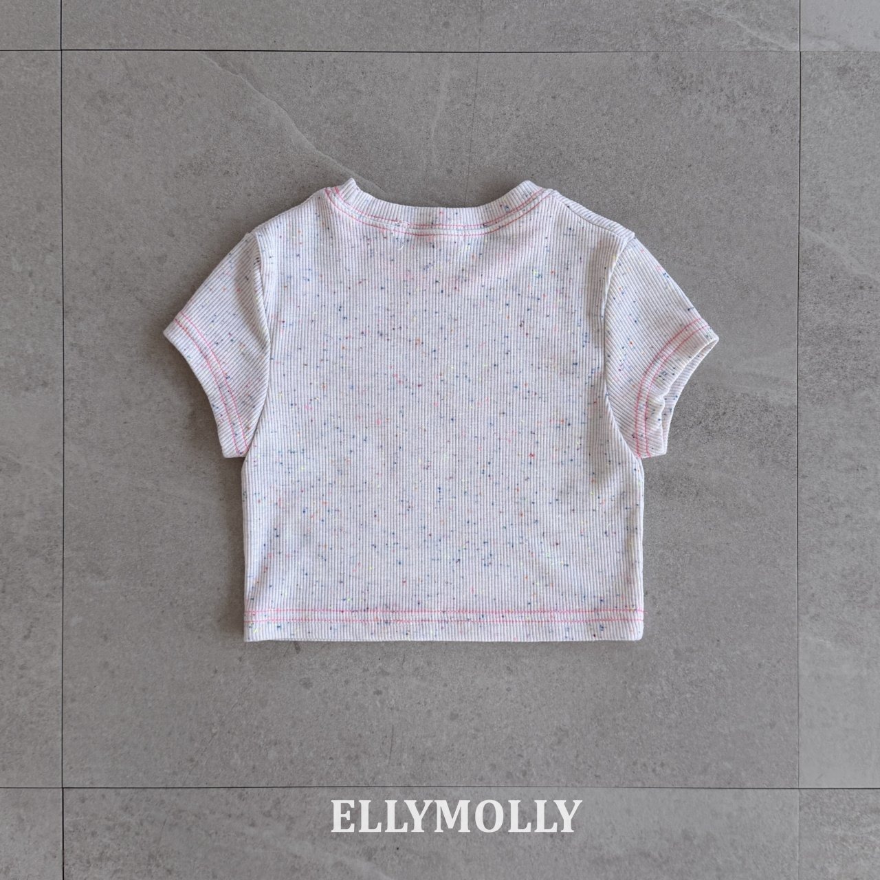 [ELLYMOLLY] Rainbow Crop Tee / [엘리몰리] 레인보우크롭티