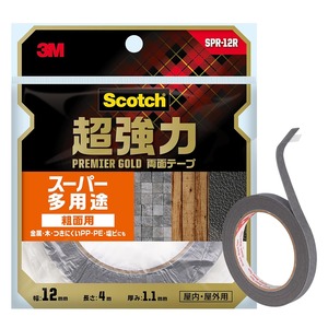 【数量限り】3M スコッチ 超強力両面テープ プレミアゴールド スーパー多用途 粗面用 幅12mm長さ4m SPR-12R