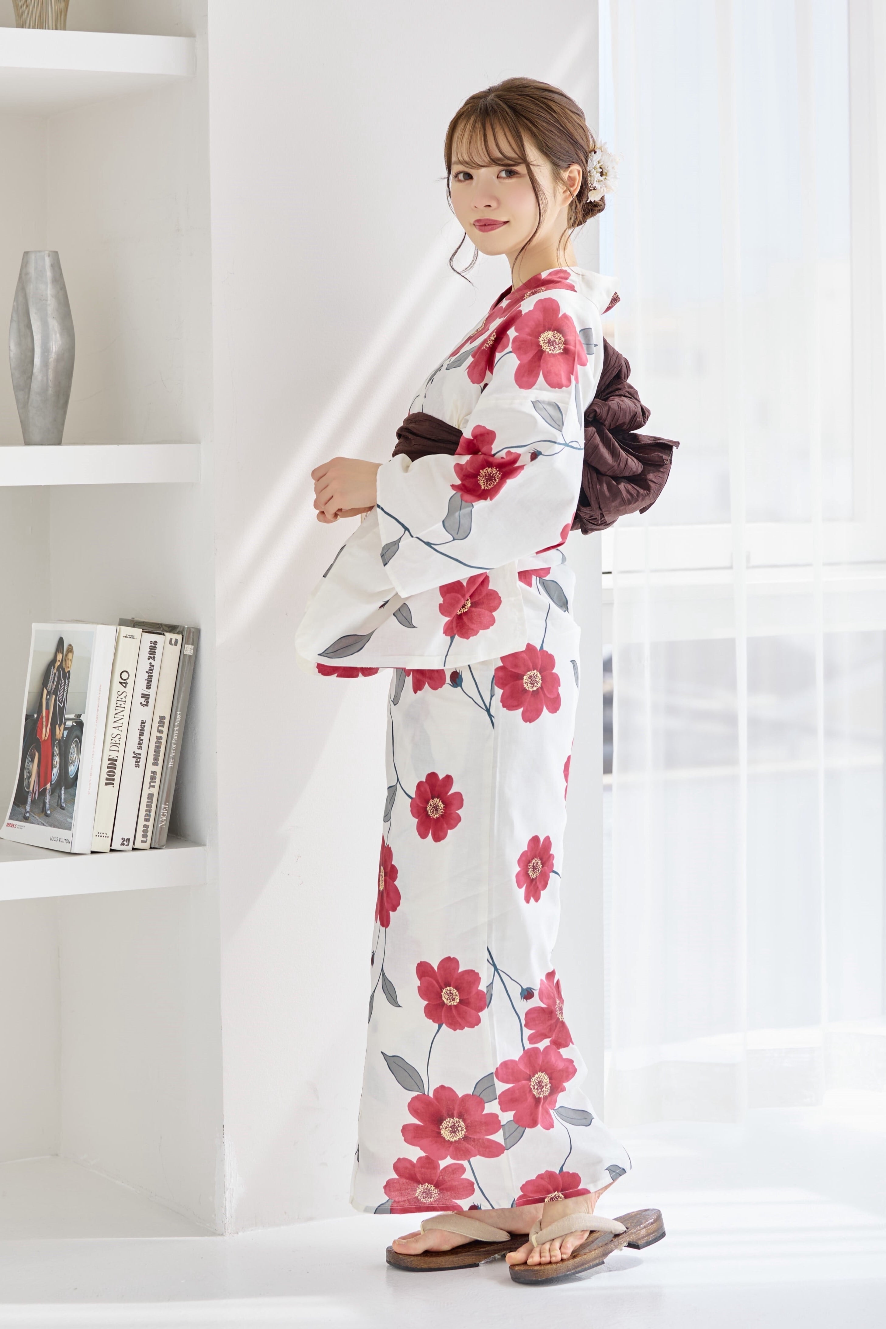 ショコラ様　花柄浴衣　　ベージュ 格子　リメイクパンツとおまとめ ショコラ様 花柄浴衣 ベージュ 格子 リメイクパンツとおまとめ