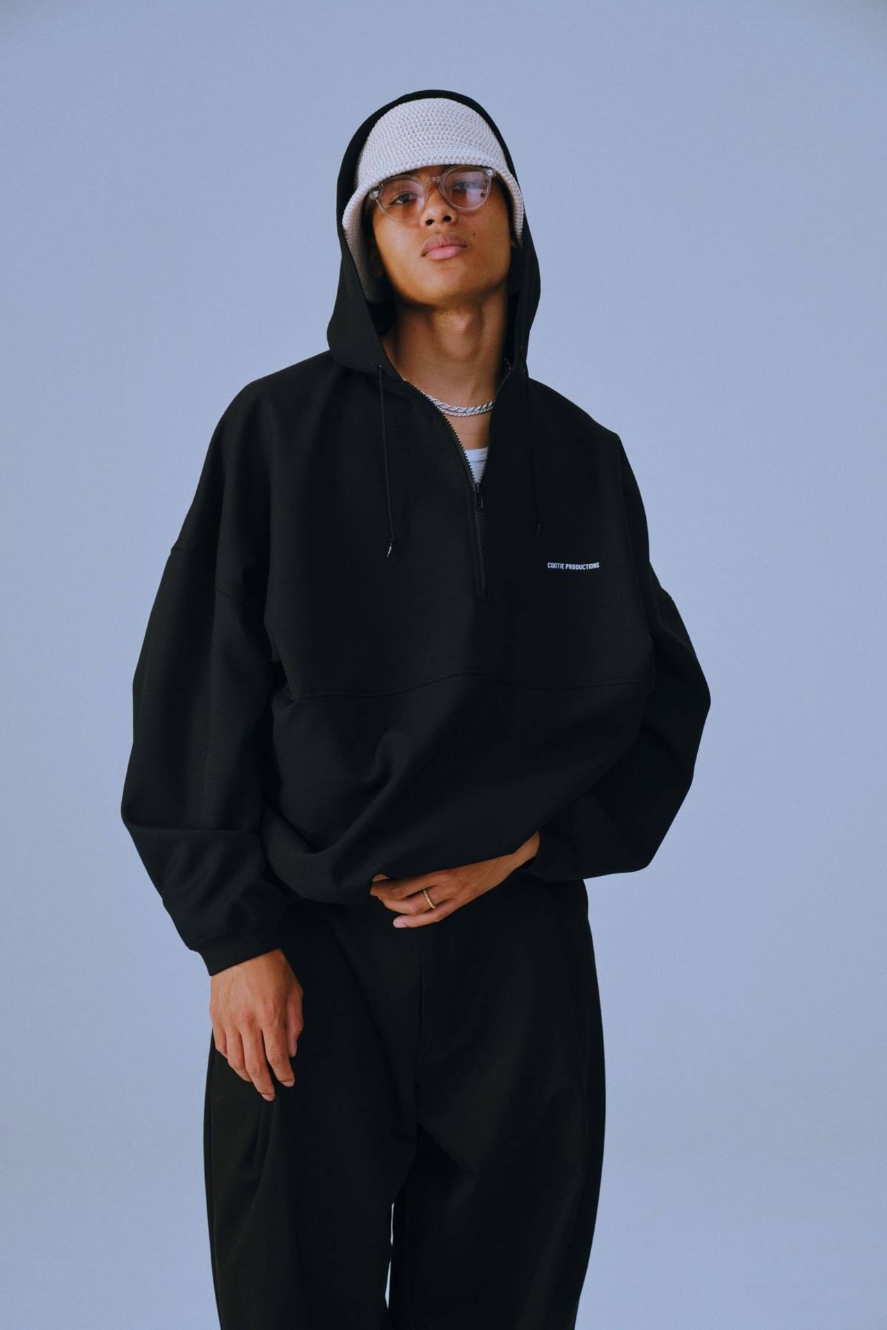 Polyester Twill Half Zip Hoodie