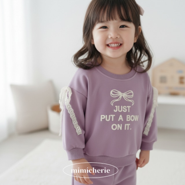 〈80-110size〉purple×white ribbonセットアップ