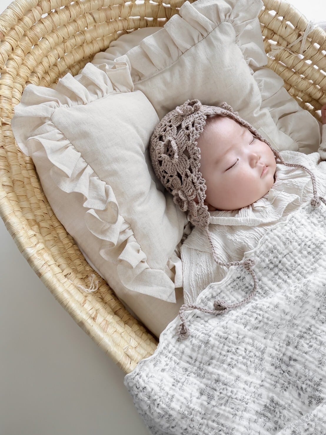 Sprinh gift set <frill pillow + floret blanket + floret purse set twin> ベビーピロー フリルピロー ベビー枕 ガーゼブランケット ガーゼケット 巾着ポーチ 出産祝い ギフトセット