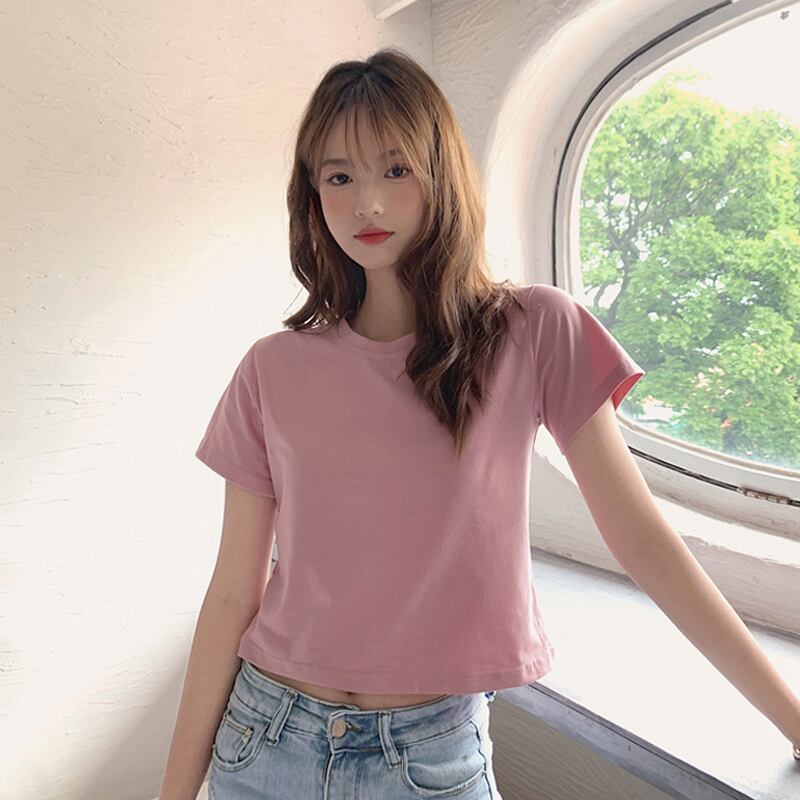 スプリングスタイルトップス シャツ 半袖スリーブTシャツ レディース ショート ハーフスリーブ 春物 試着室26148731800