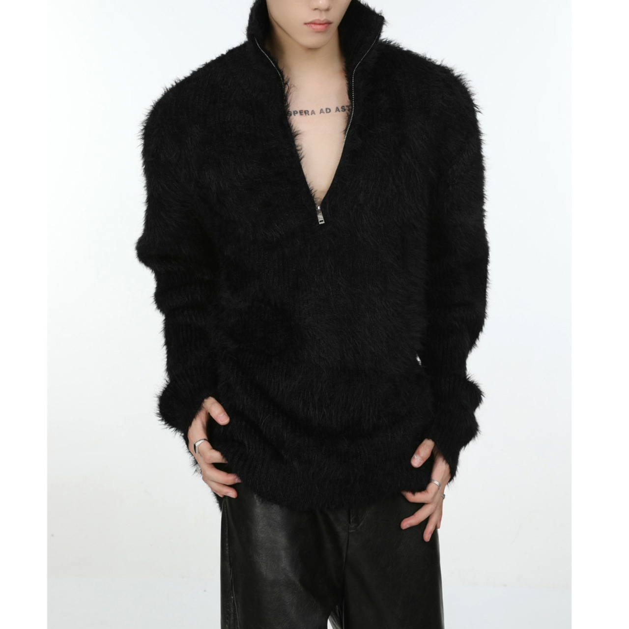 High Neck Zip Sweater / M–3XL　TB2635・画像2