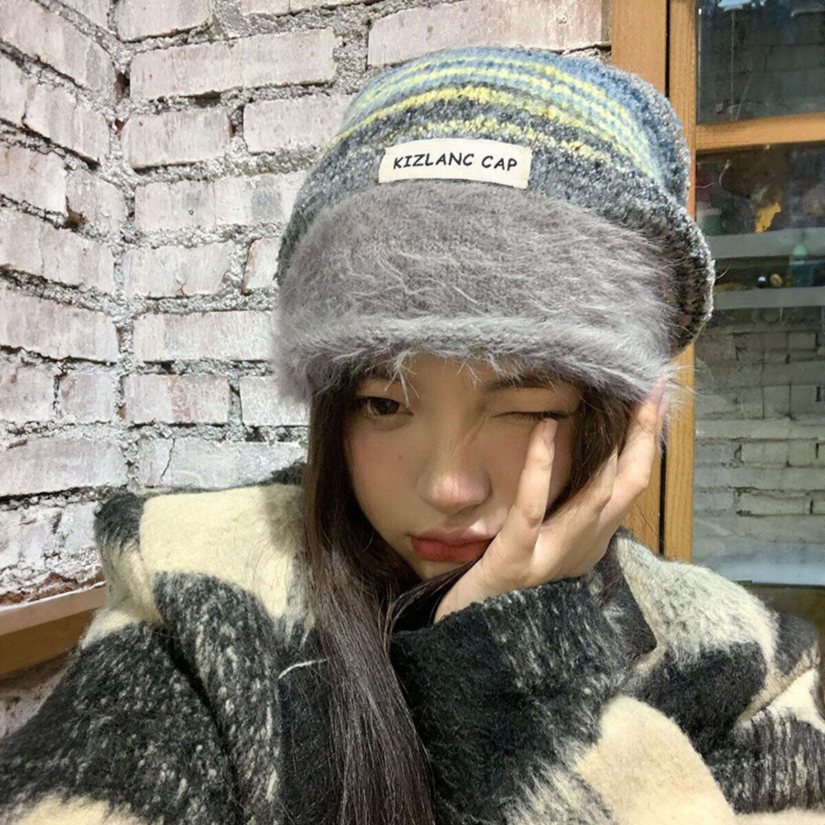 帽子 ミックスニット もこもこ レディース 秋冬 韓国 ニット帽 おしゃれ 大人 かわいい きれいめ 防寒 保温 暖かい 大人可愛い 大人女子