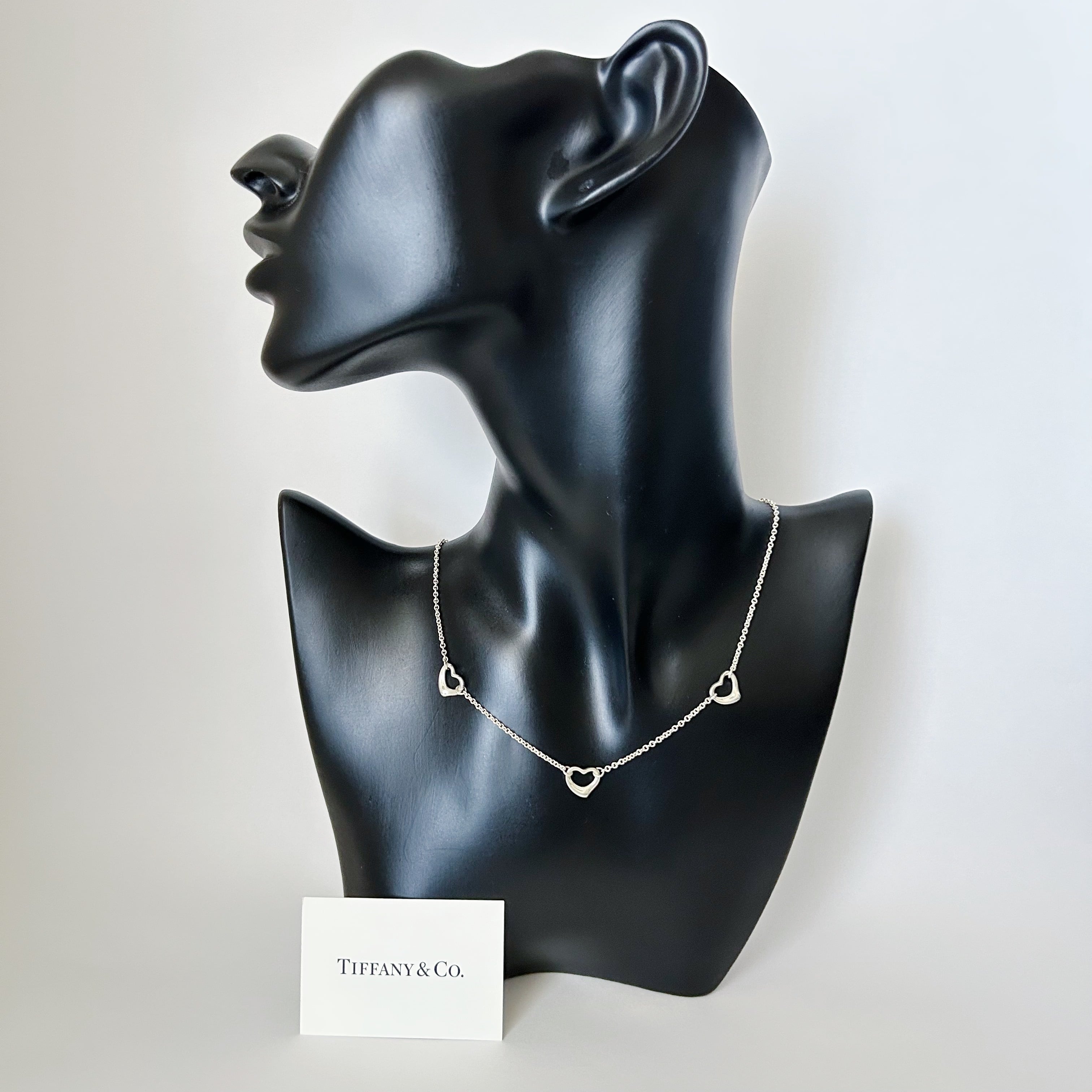【T7154】Tiffany&Co. 3 open heart necklace small/silver925/ティファニー/ネックレス