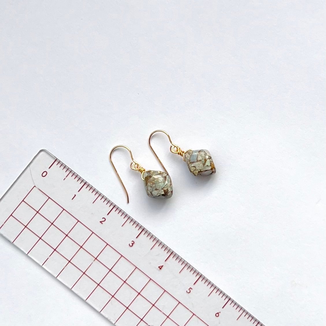 ミニサイズ　天然石ピアス　コッパーオパール　14kgf　pierced earrings