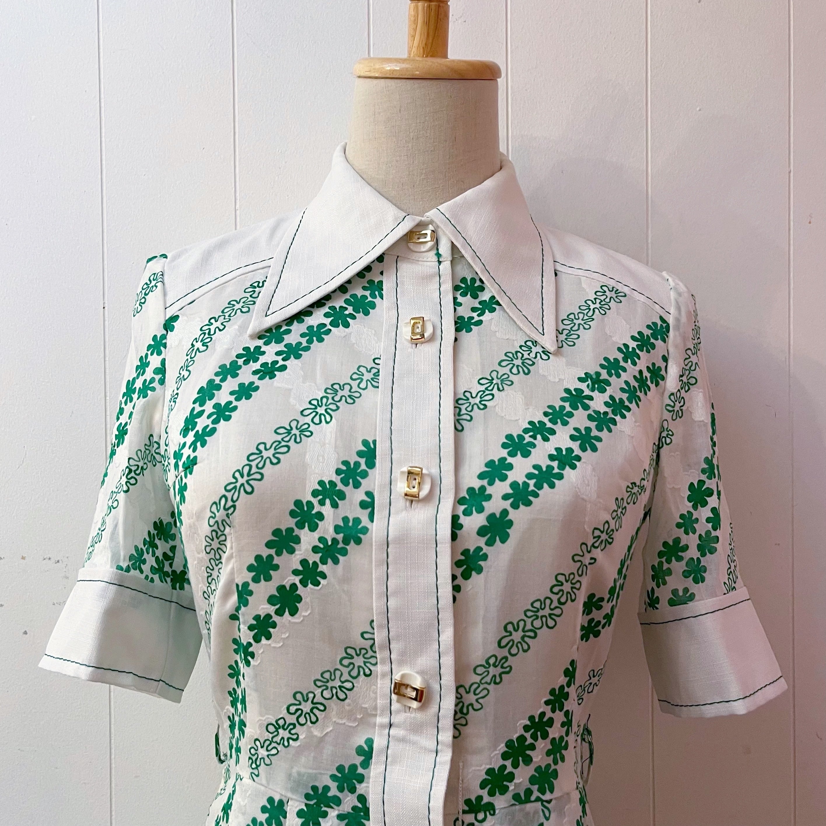 white green flower one-piece