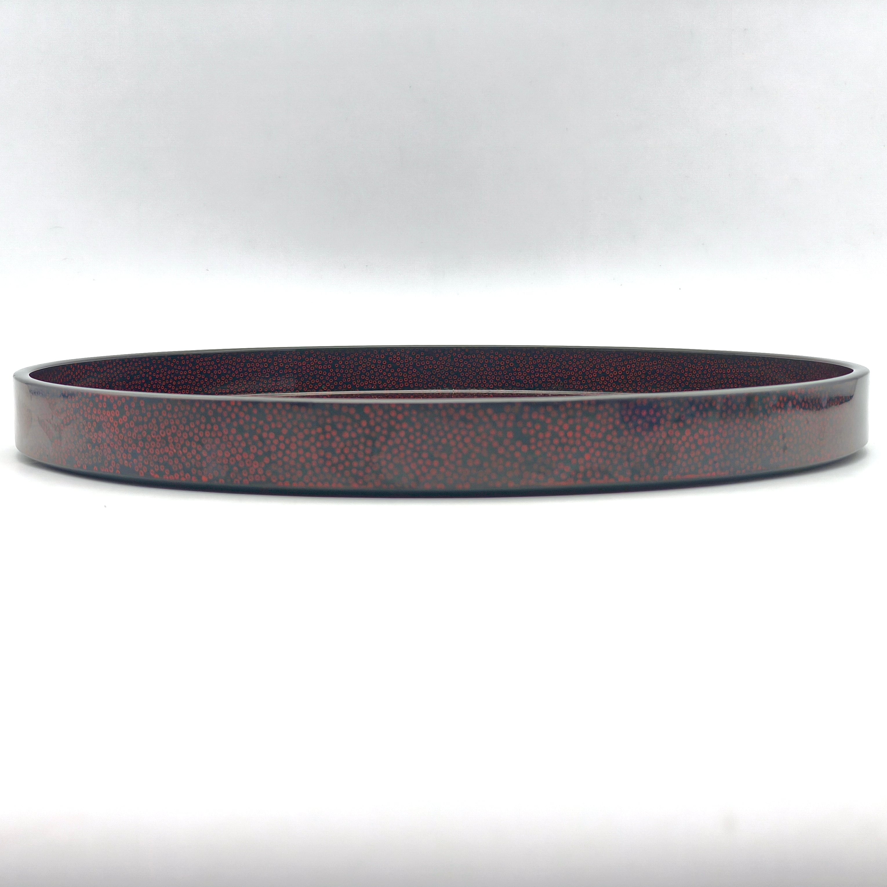 津軽塗（七々子塗）バカ塗り・お盆・丸盆・トレー・漆器・伝統工芸・No