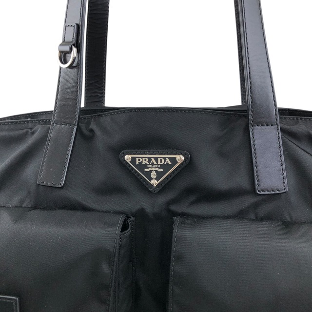 PRADA プラダ トートバッグ ブラック トライアングルロゴ ナイロン ダブポケット vintage ヴィンテージ オールド xrhmgf
