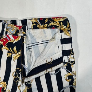 12541 AARON WEAR カジュアルパンツ 縦縞 総柄 W27程度