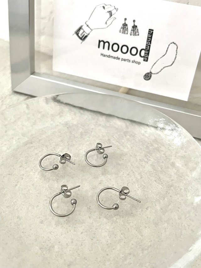 【2ペア】12mmステンレス製フープフックピアス/パーツ/金属アレルギー対応