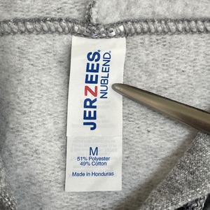 【JERZEES】US ARMY 米軍 アメリカ軍 刺繍ロゴ ワンポイント ジップアップパーカー フルジップ スウェット フーディー hoodie M us古着