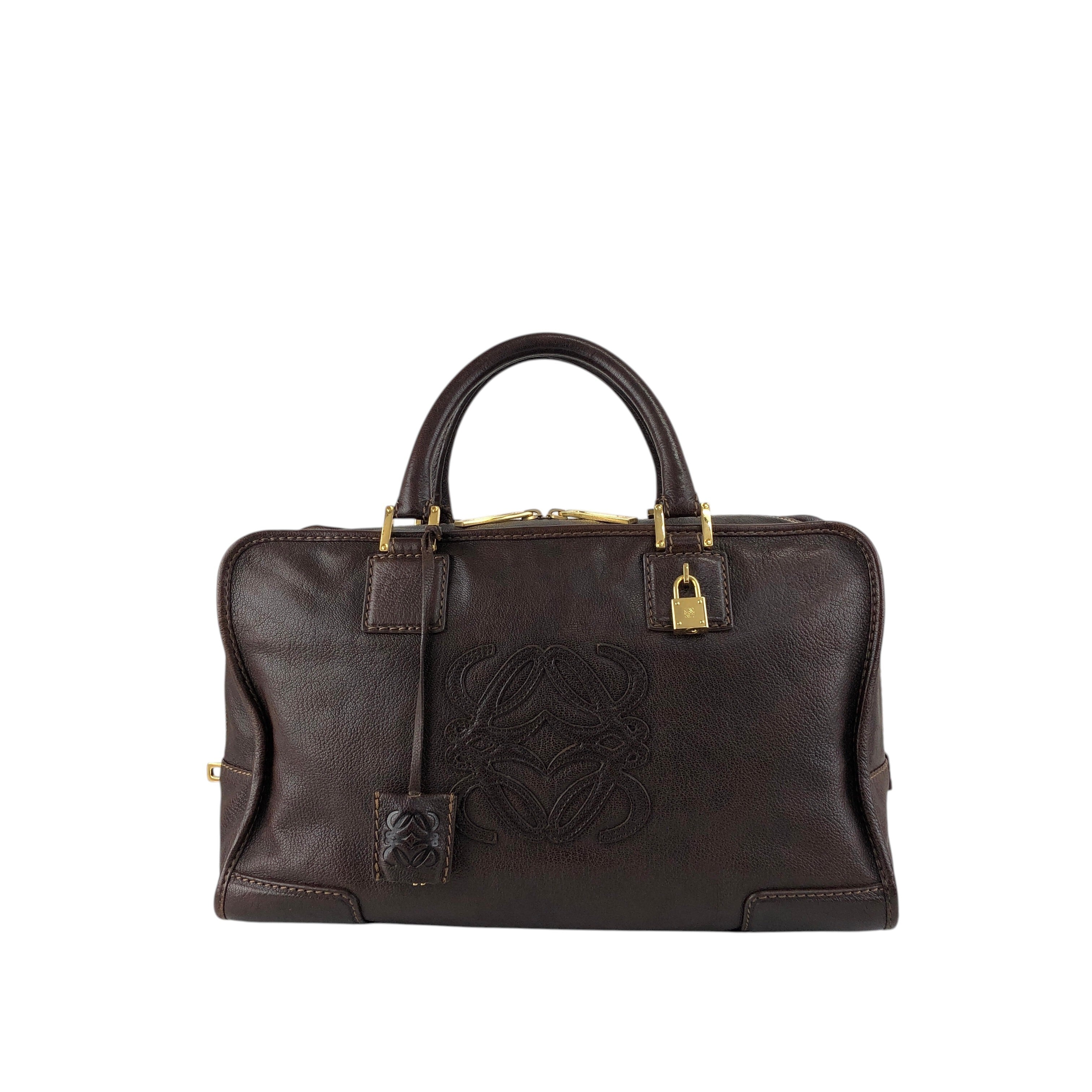 LOEWE ロエベ ハンドバッグ ブラウン アナグラム レザー アマソナ ミニ