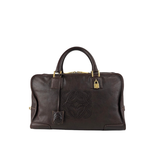 LOEWE ロエベ ハンドバッグ ブラウン アナグラム レザー アマソナ ミニボストン vintage ヴィンテージ オールド kfcz5t