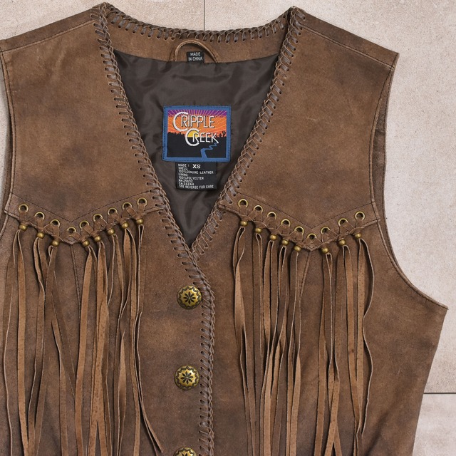 90s CRIPPLE CREEK leather vest