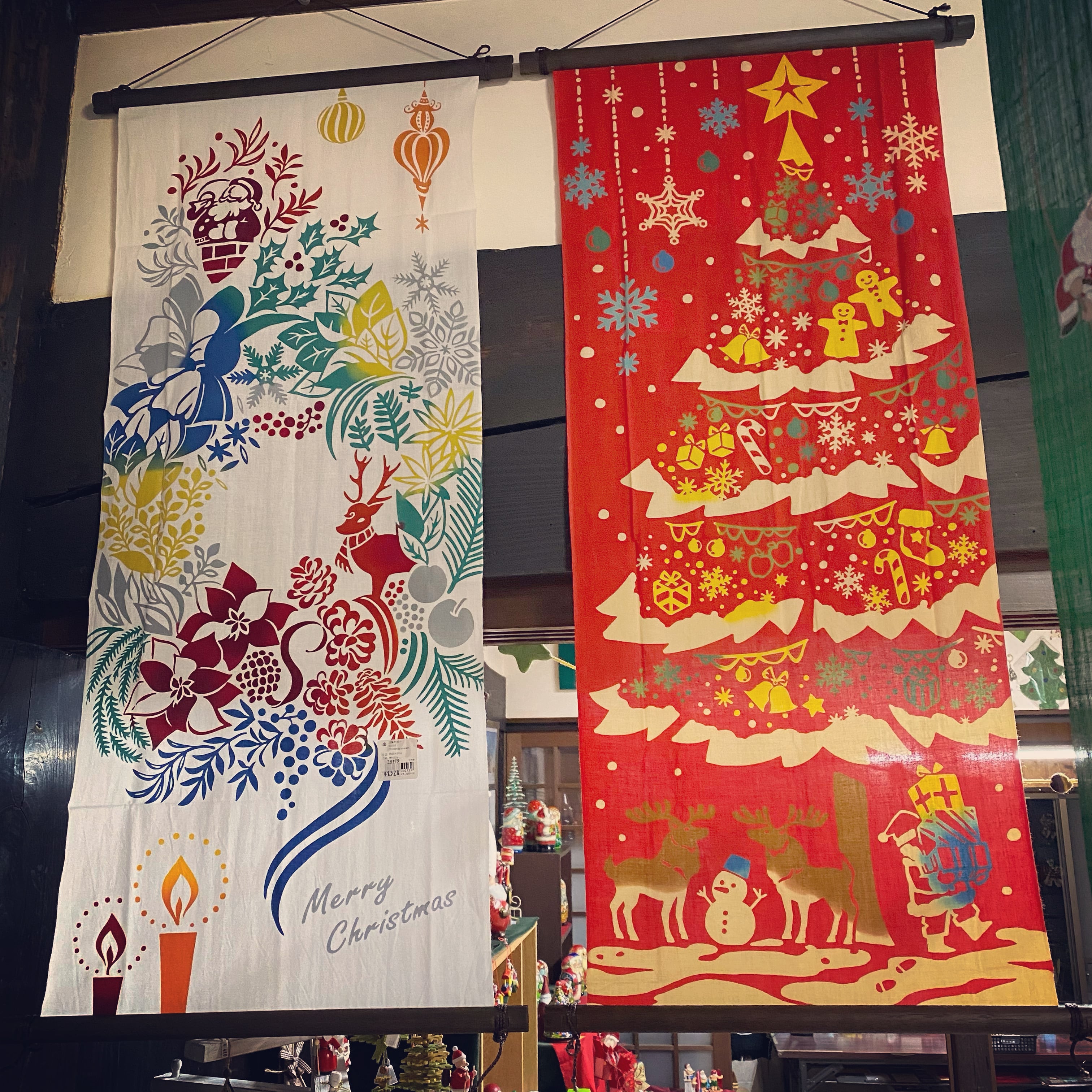 クリスマス【日本】手拭い クリスマス雑貨 和風クリスマス 和柄 てぬぐい ディスプレイ Xmasインテリア サンタの家わあす