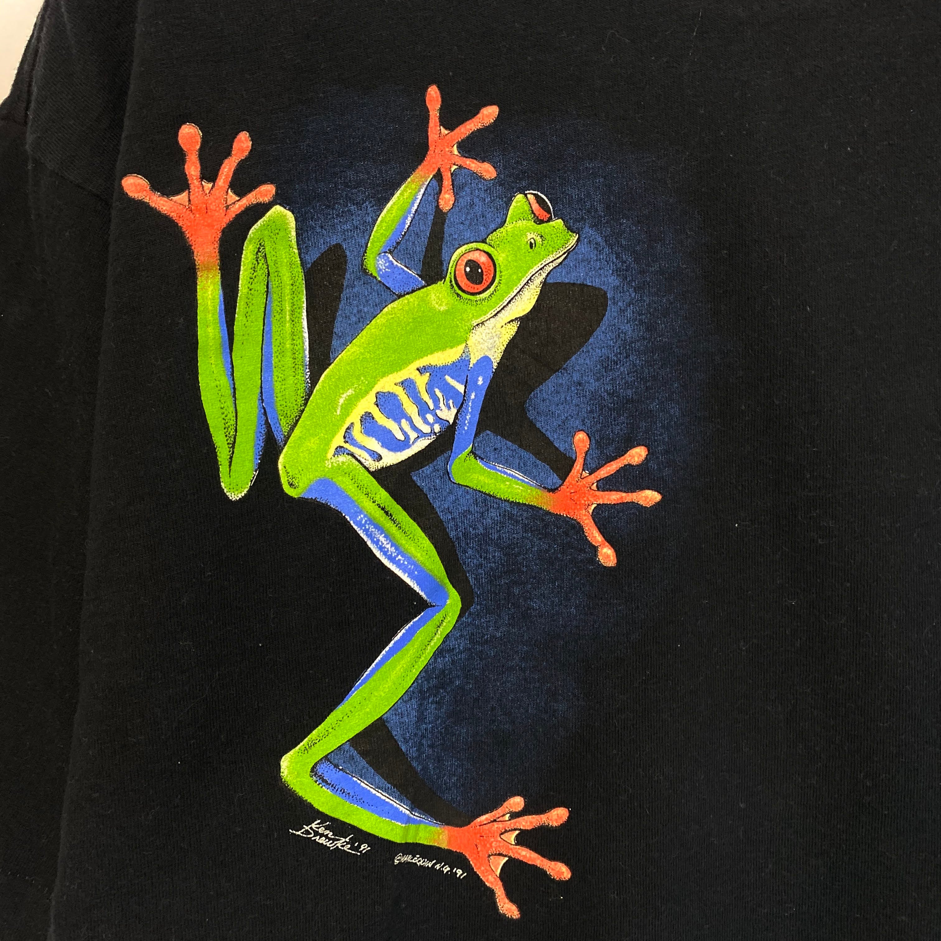 90年代 ヴィンテージ USA製 Harlequin カエル柄 Frog プリントTシャツ メンズL　古着【Tシャツ】 | cave  古着屋【公式】古着通販サイト