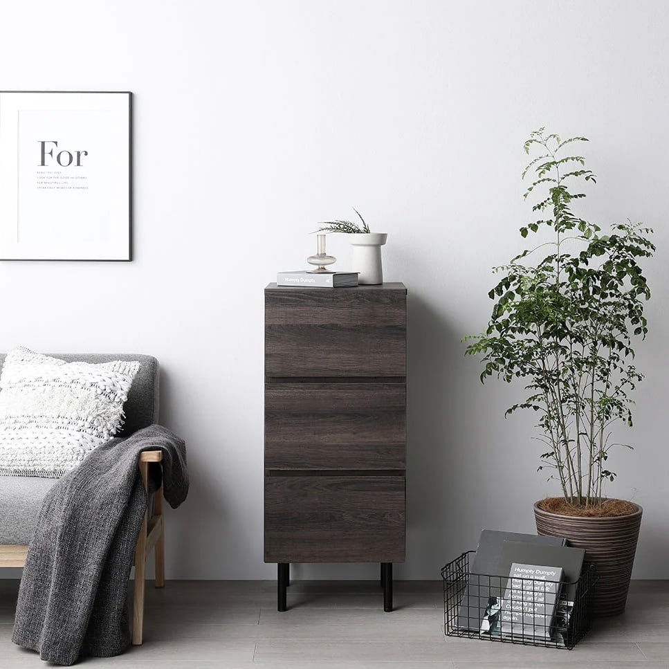 【幅40㎝】大容量の大容量の引き出し収納3段スリムチェスト