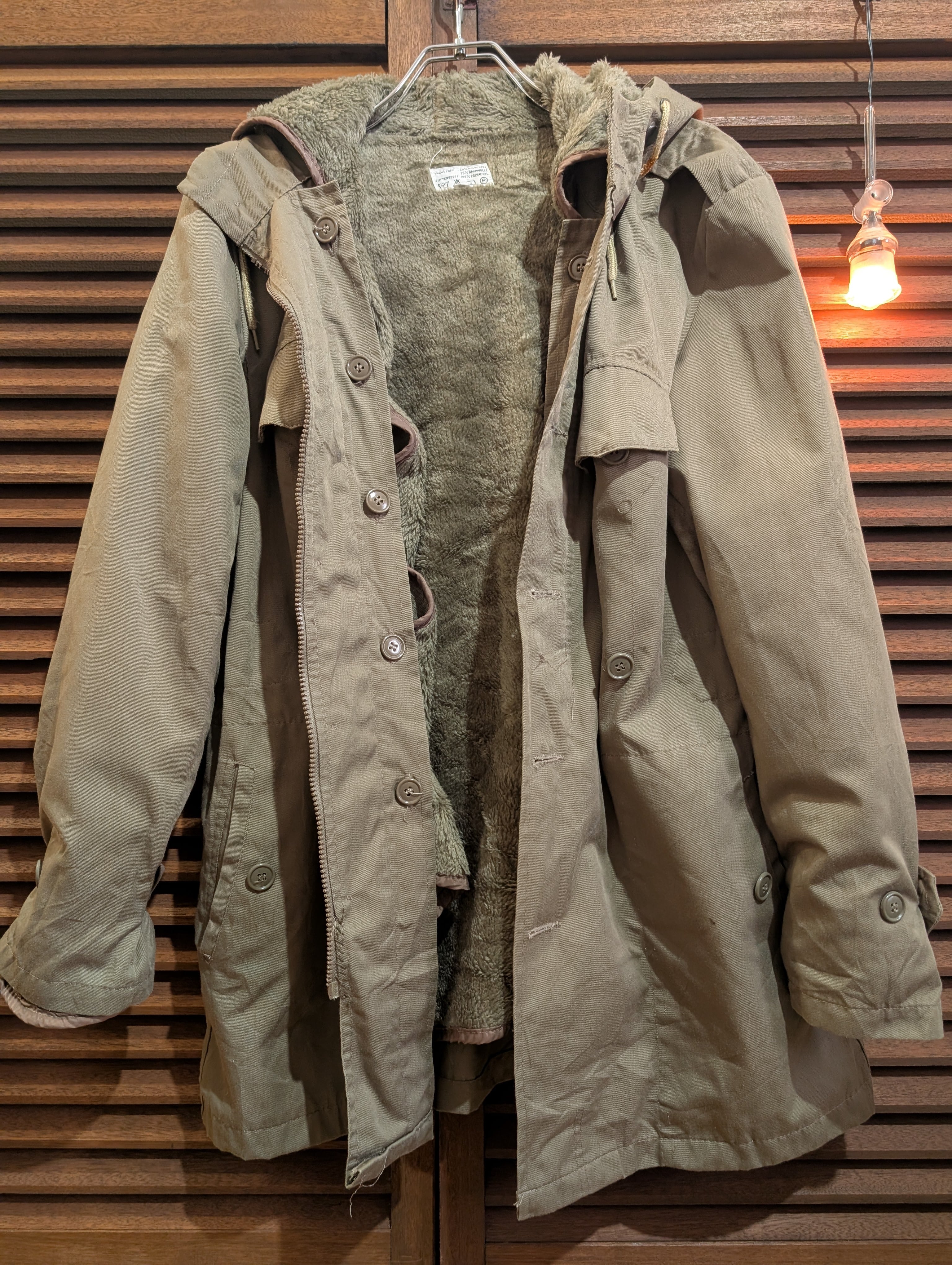 70s Germany Boa Liner Fooded Jacket with Liner